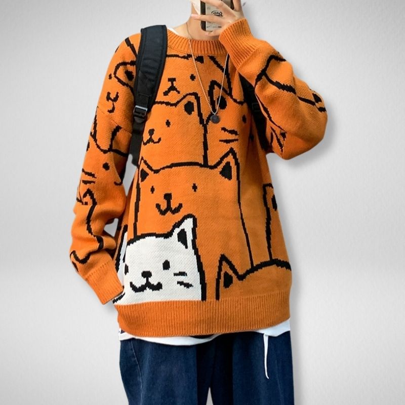 Unique One Cat Sweater - Super Kitty Cats - 12000024095189464-China-color 4-M