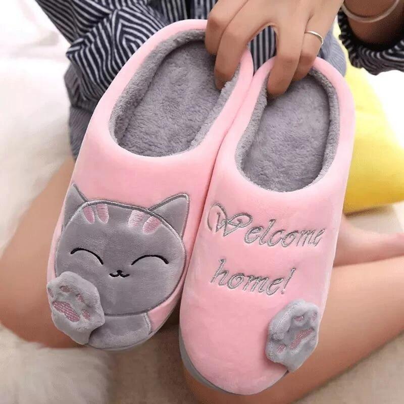 Welcome Home Cat Women's Slippers - Super Kitty Cats - 14:771#blue;200000124:200000284#36-37