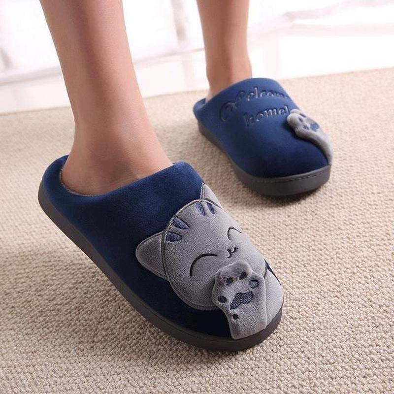 Welcome Home Cat Women's Slippers - Super Kitty Cats - 14:771#blue;200000124:200000284#36-37