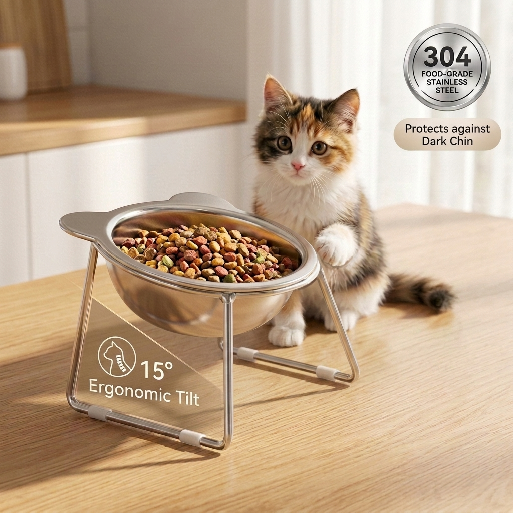 ErgoFeed™ 15° Elevated Stainless Steel Cat Bowl