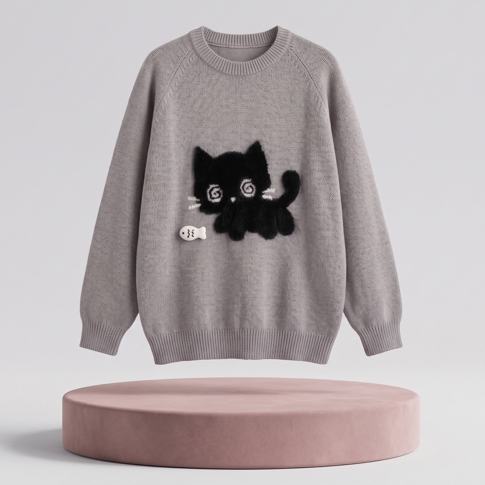 Flocked Cat Knit Sweater