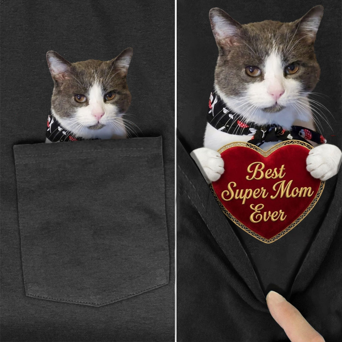 Best Super Mom Ever Cat Pocket T-shirt