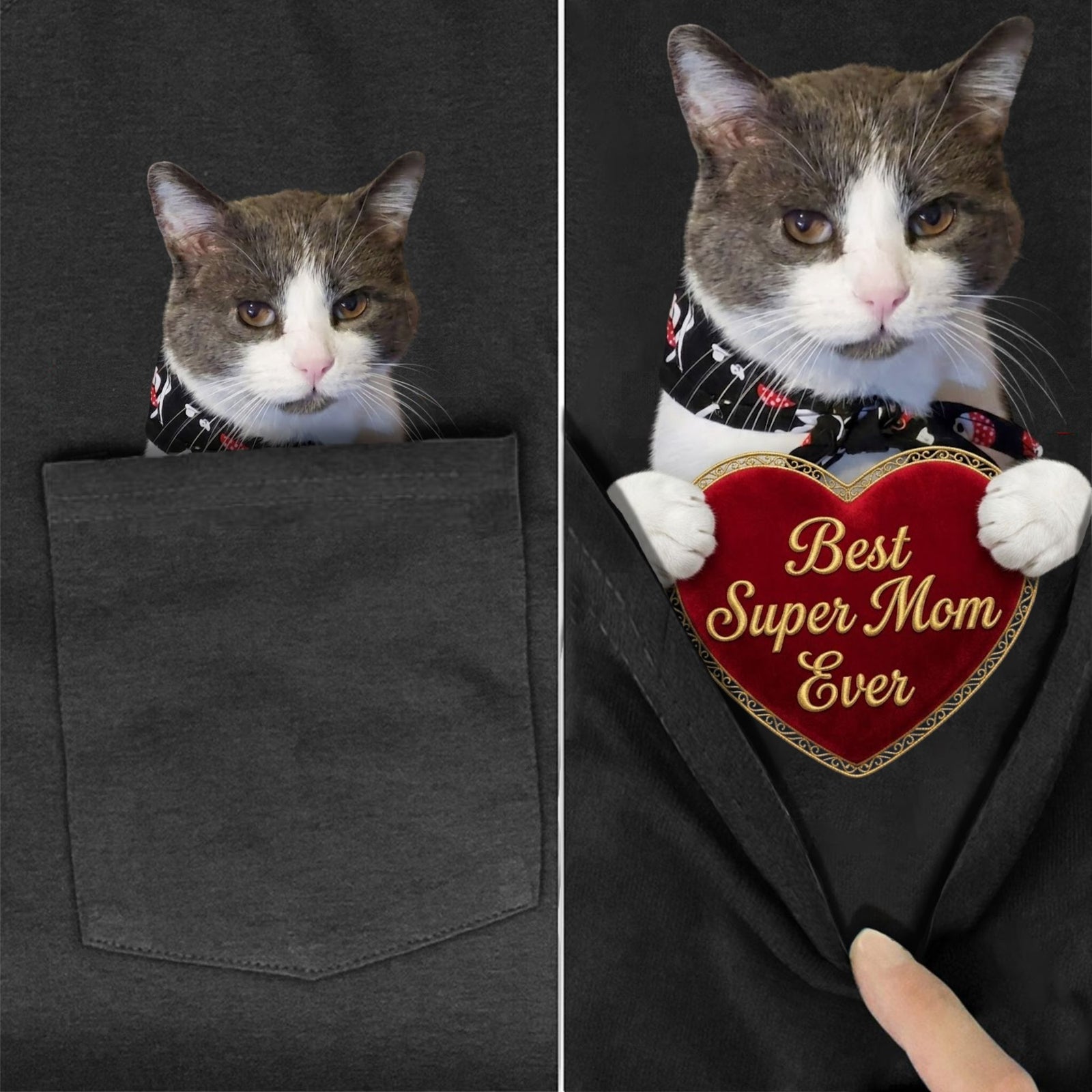 Best Super Mom Ever Cat Pocket T-shirt