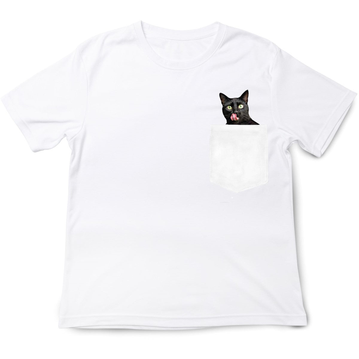Black Cat with Cheeseburger Pocket T-Shirt