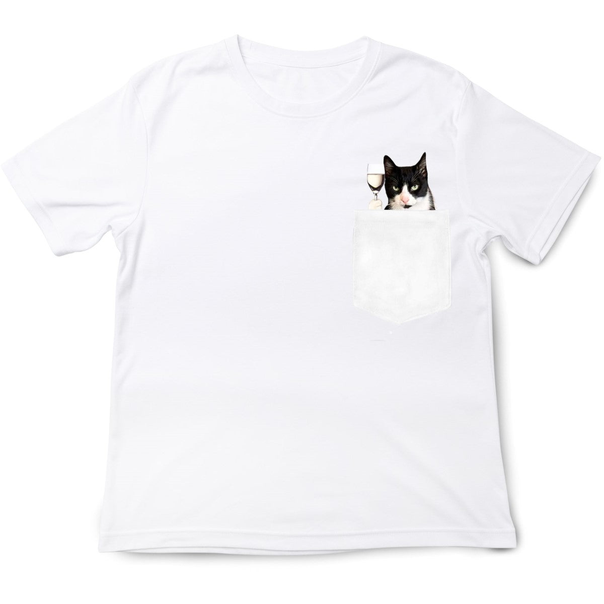 Tuxedo Cat White Wine Pocket T-Shirt