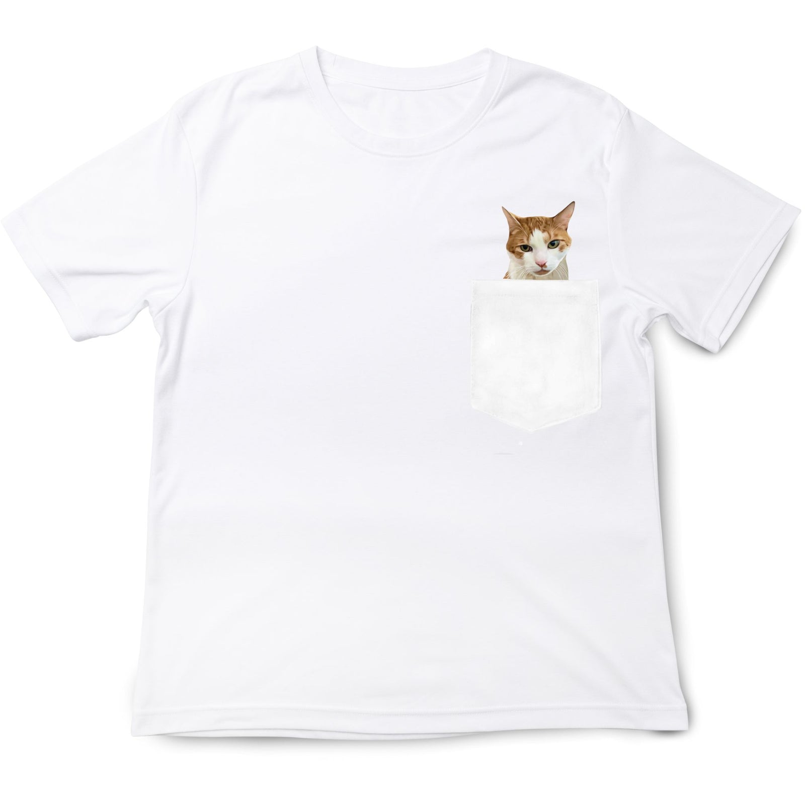 Ginger White Cat +Love Pocket T-Shirt