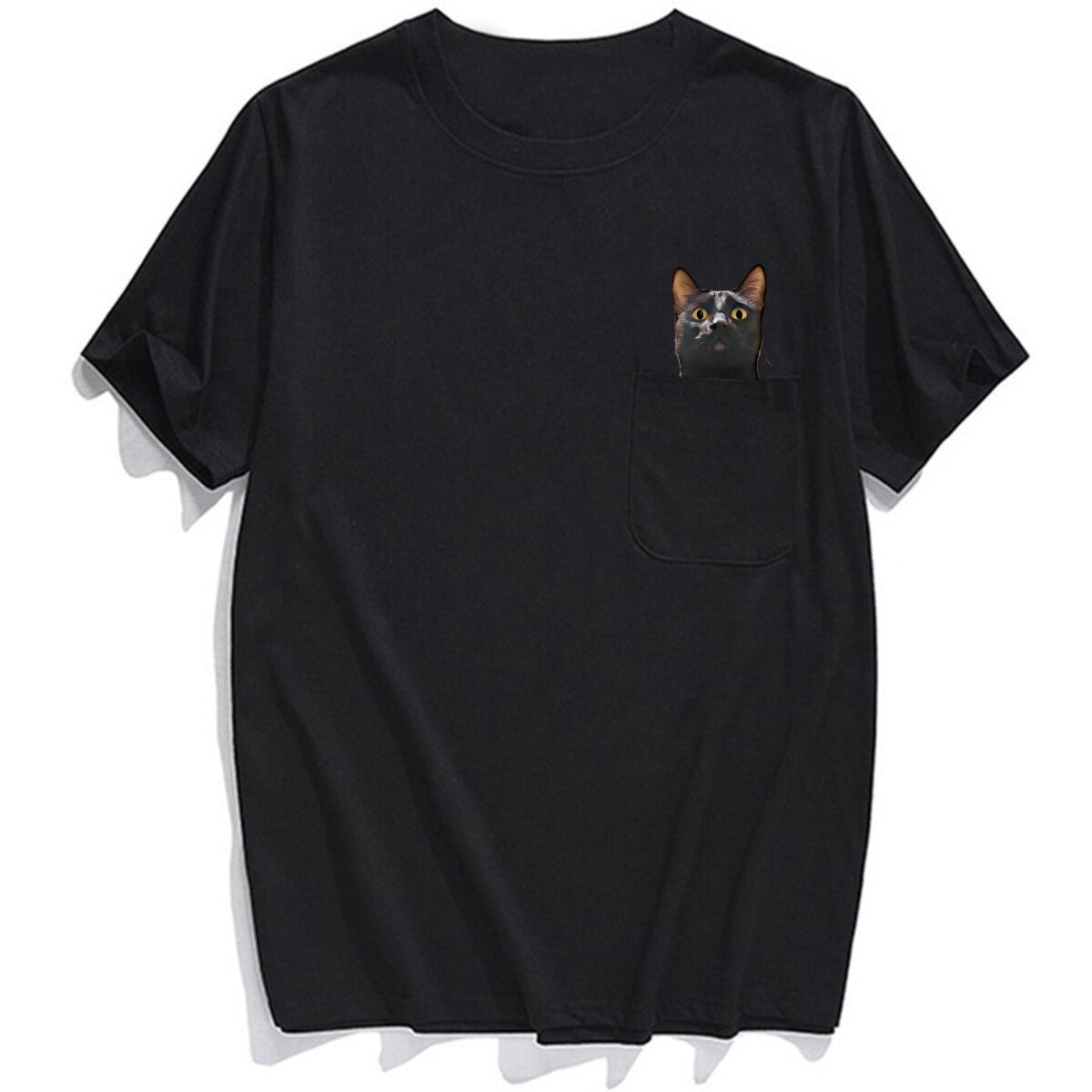 Black Cat Gesture Pocket T-Shirt
