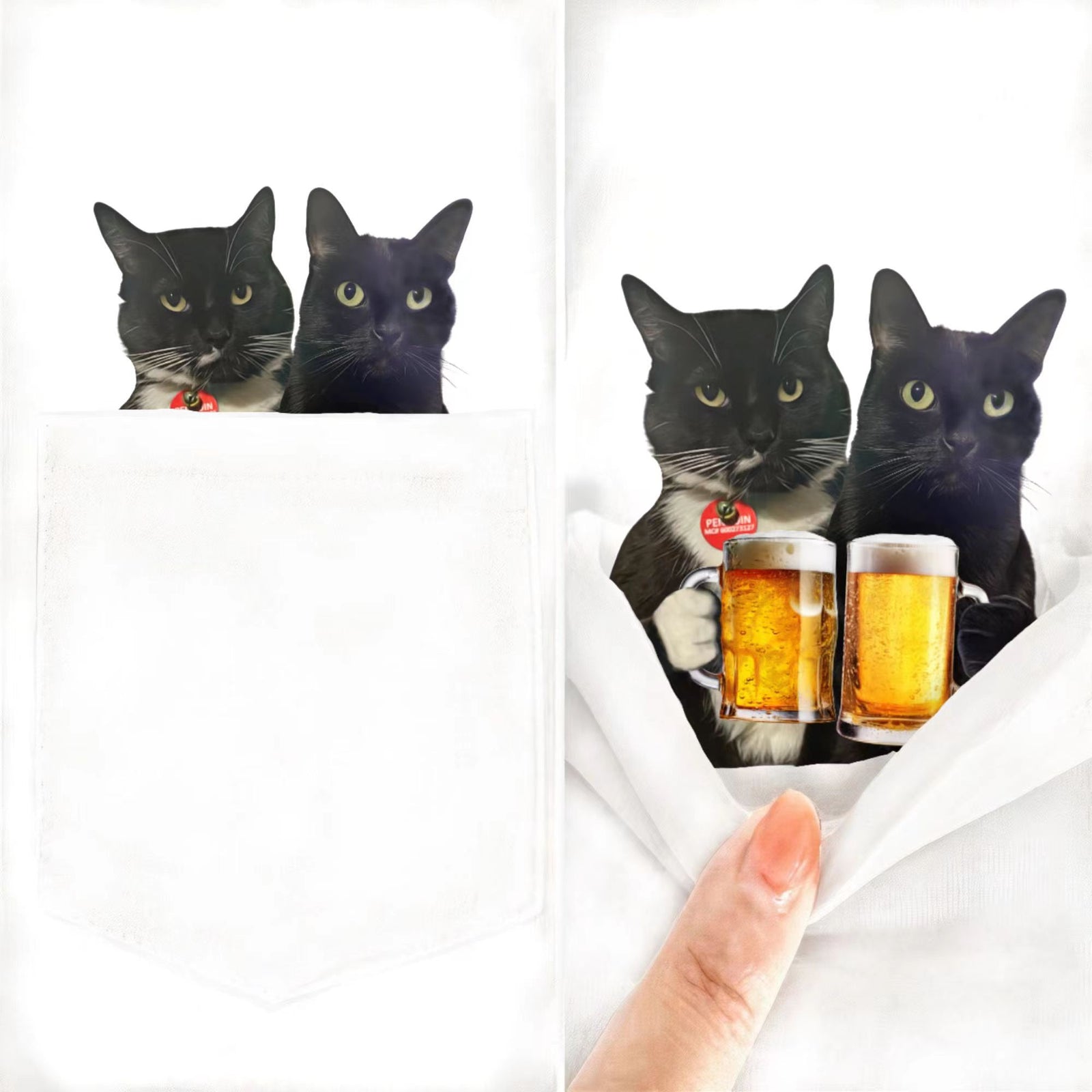 Cute Cats Cheers Celebration Pocket T-shirt