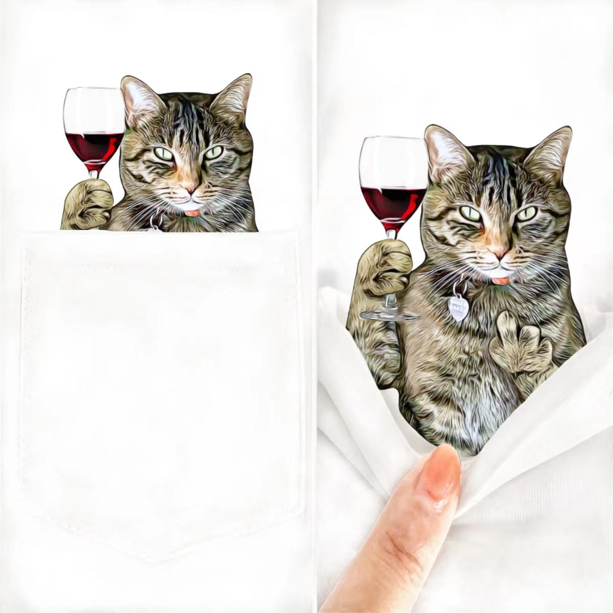 Luna The Tabby Cat Red Wine Pocket T-shirt