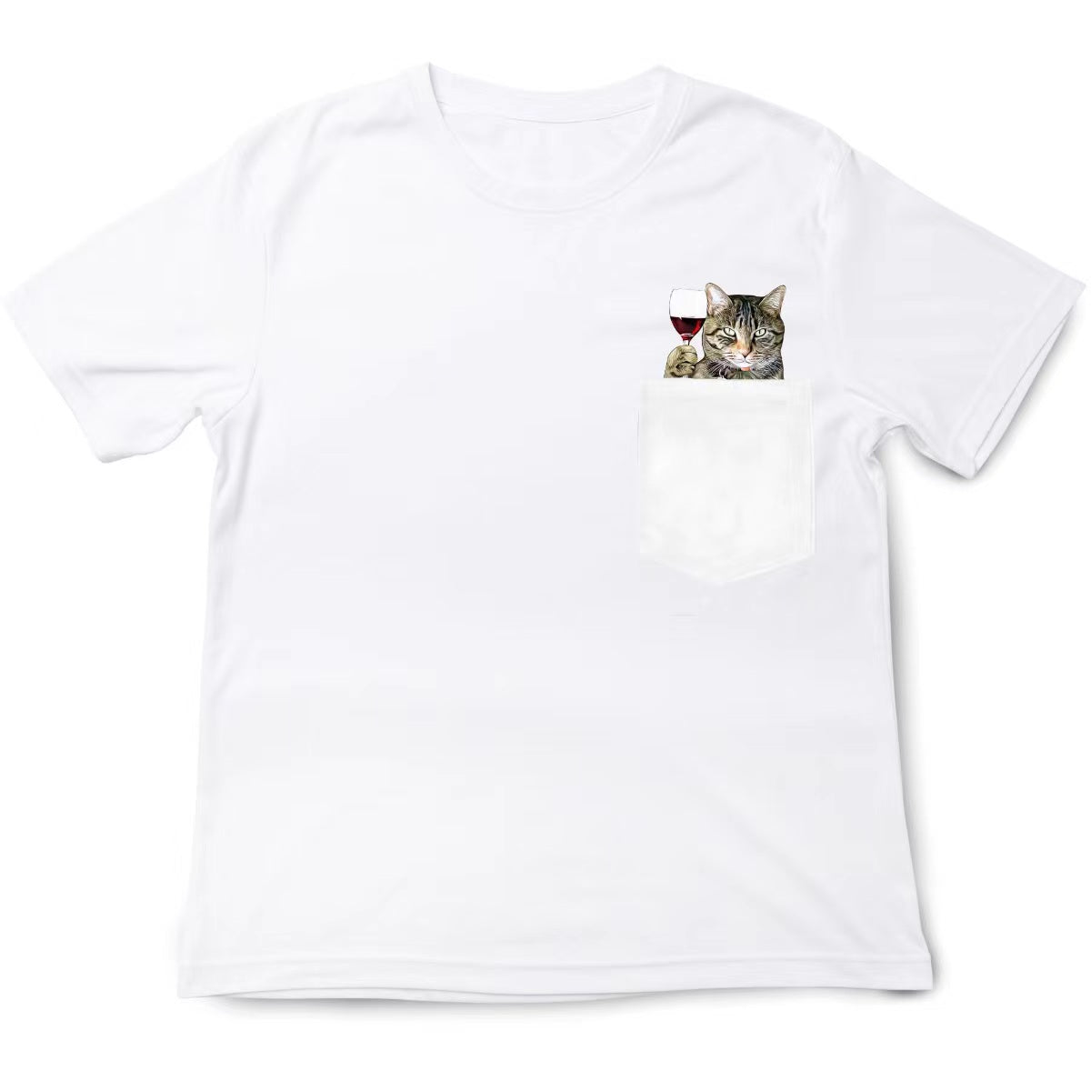 Luna The Tabby Cat Red Wine Pocket T-shirt