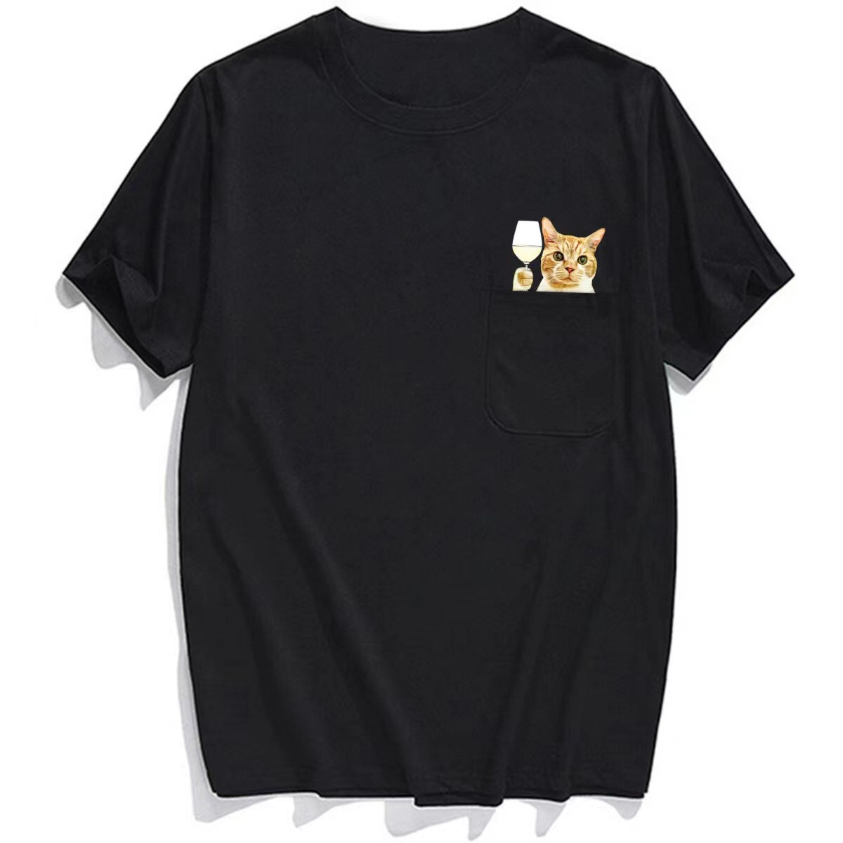 Ginger Cat White Wine Pocket T-shirt