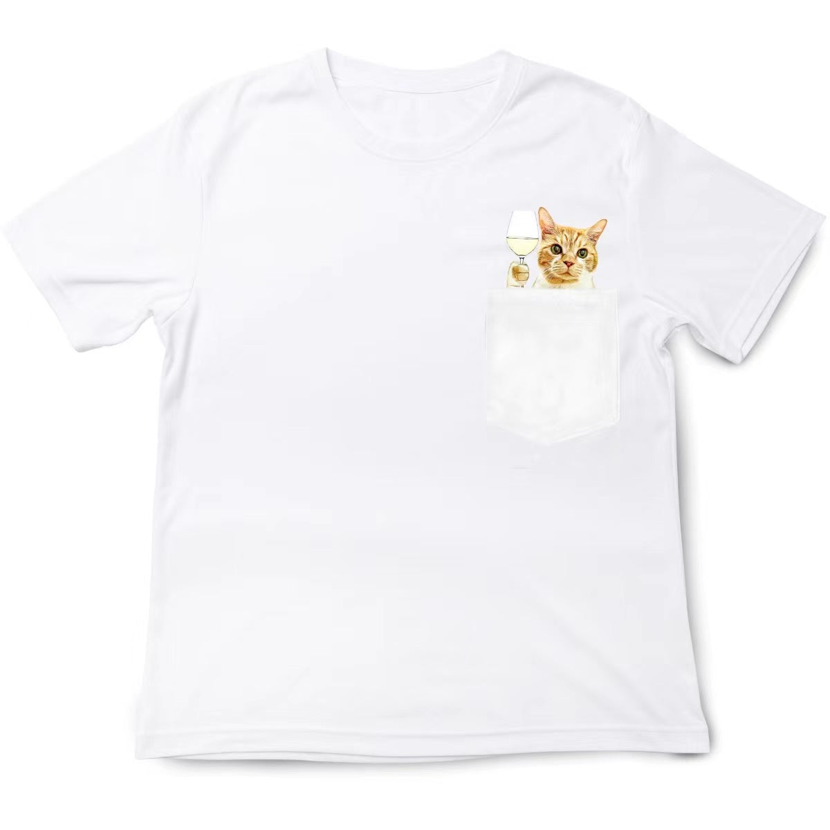 Ginger Cat White Wine Pocket T-shirt