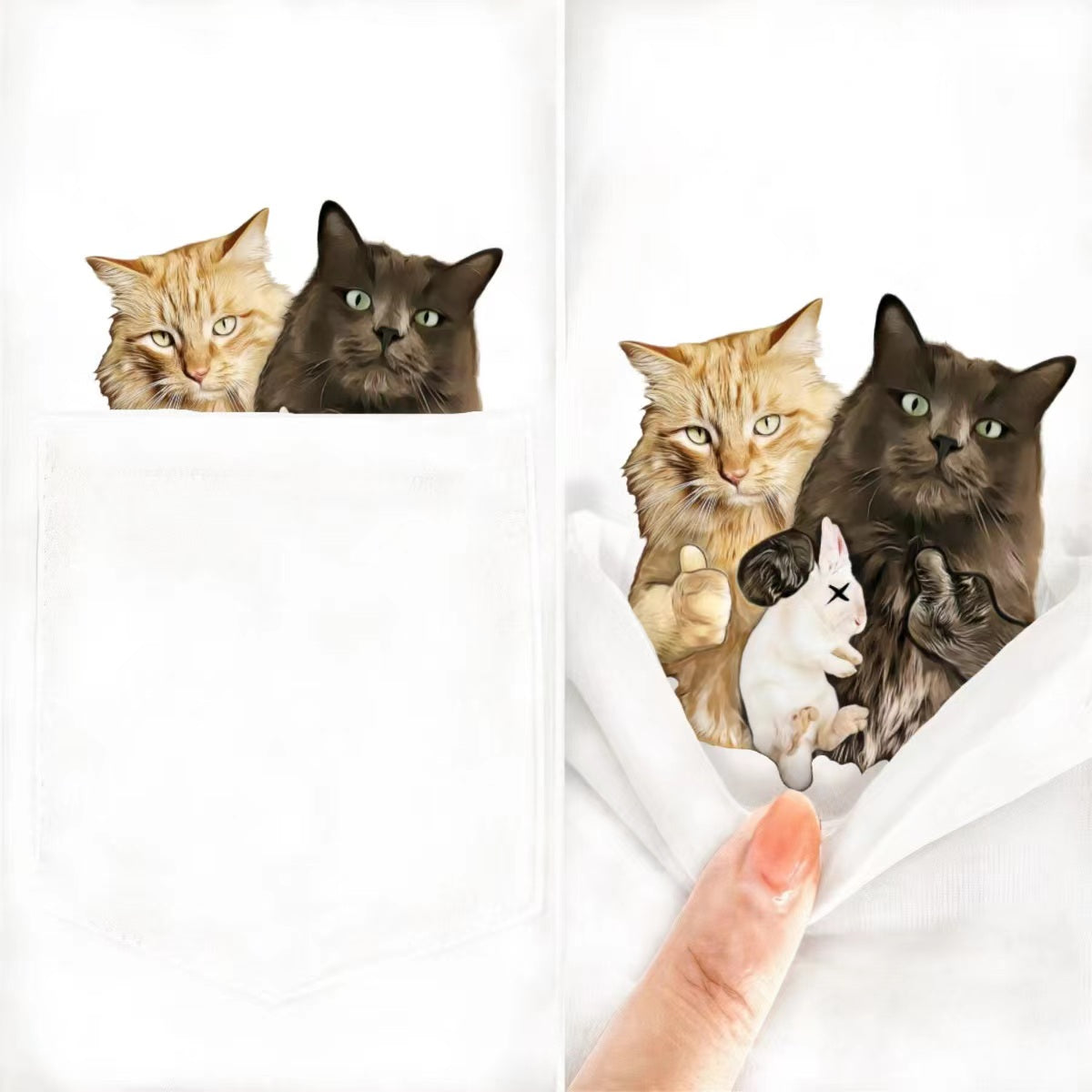 The Rabbit Hunting Cats Pocket T-shirt