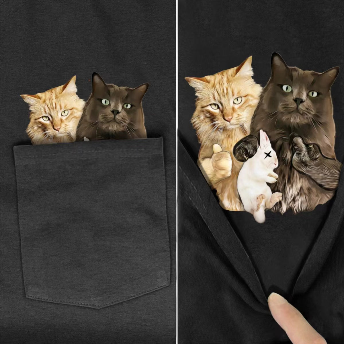 The Rabbit Hunting Cats Pocket T-shirt