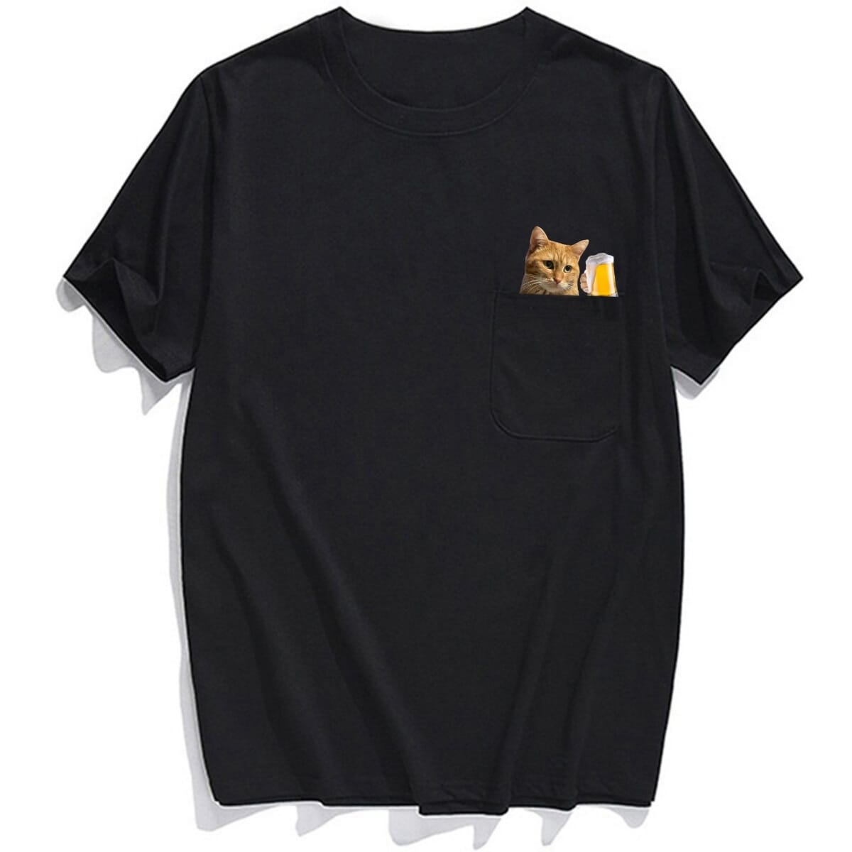 Cool Ginger Cat Beer Pocket T-shirt