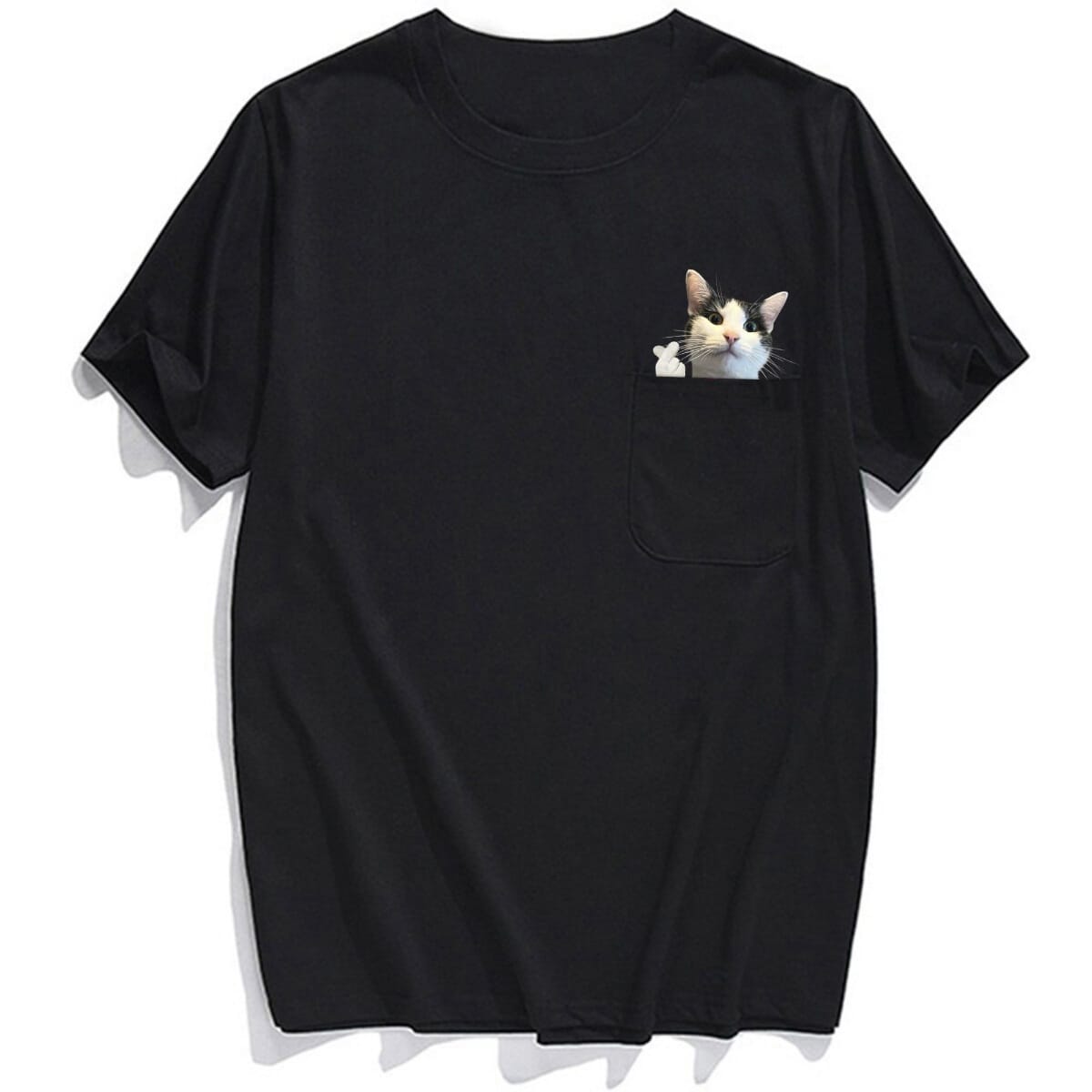 Aegean Cat Heart Love Pocket T-shirt