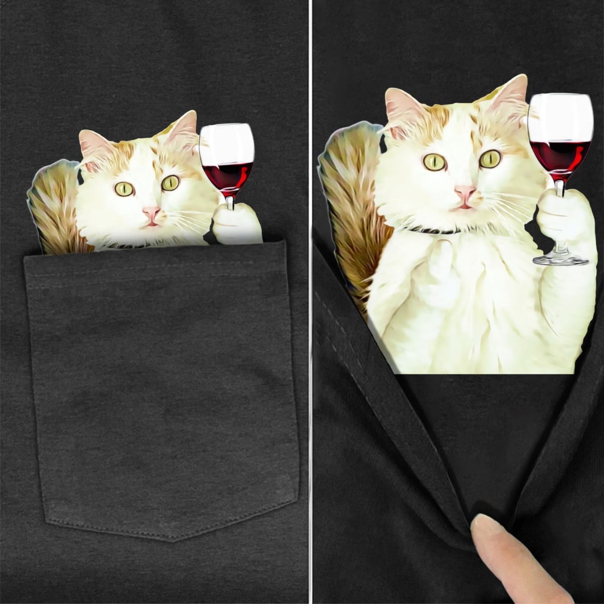 Turkish Van Cat Wine Pocket T-shirt