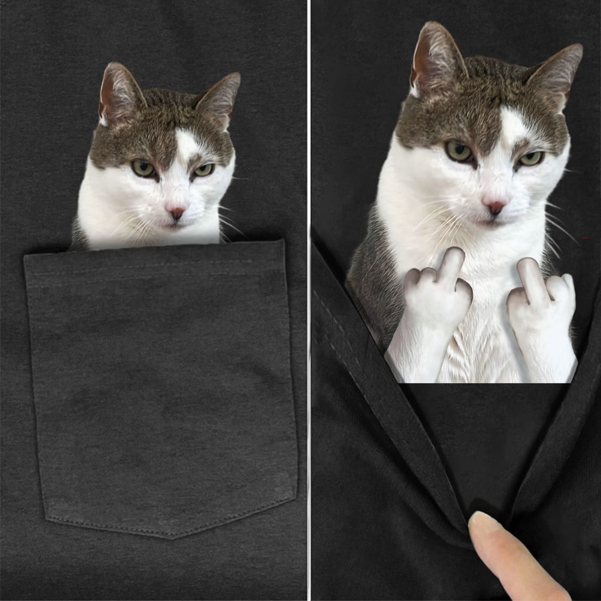 King Kitty Double Fingers Pocket T-Shirt