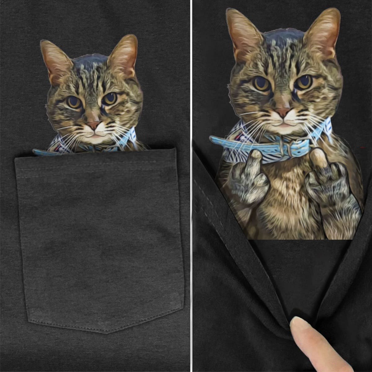 Grey Tabby Double F Pocket T-Shirt