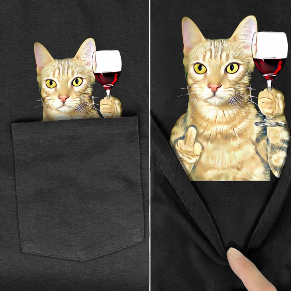 Sokoke Cat Wine Pocket T-shirt