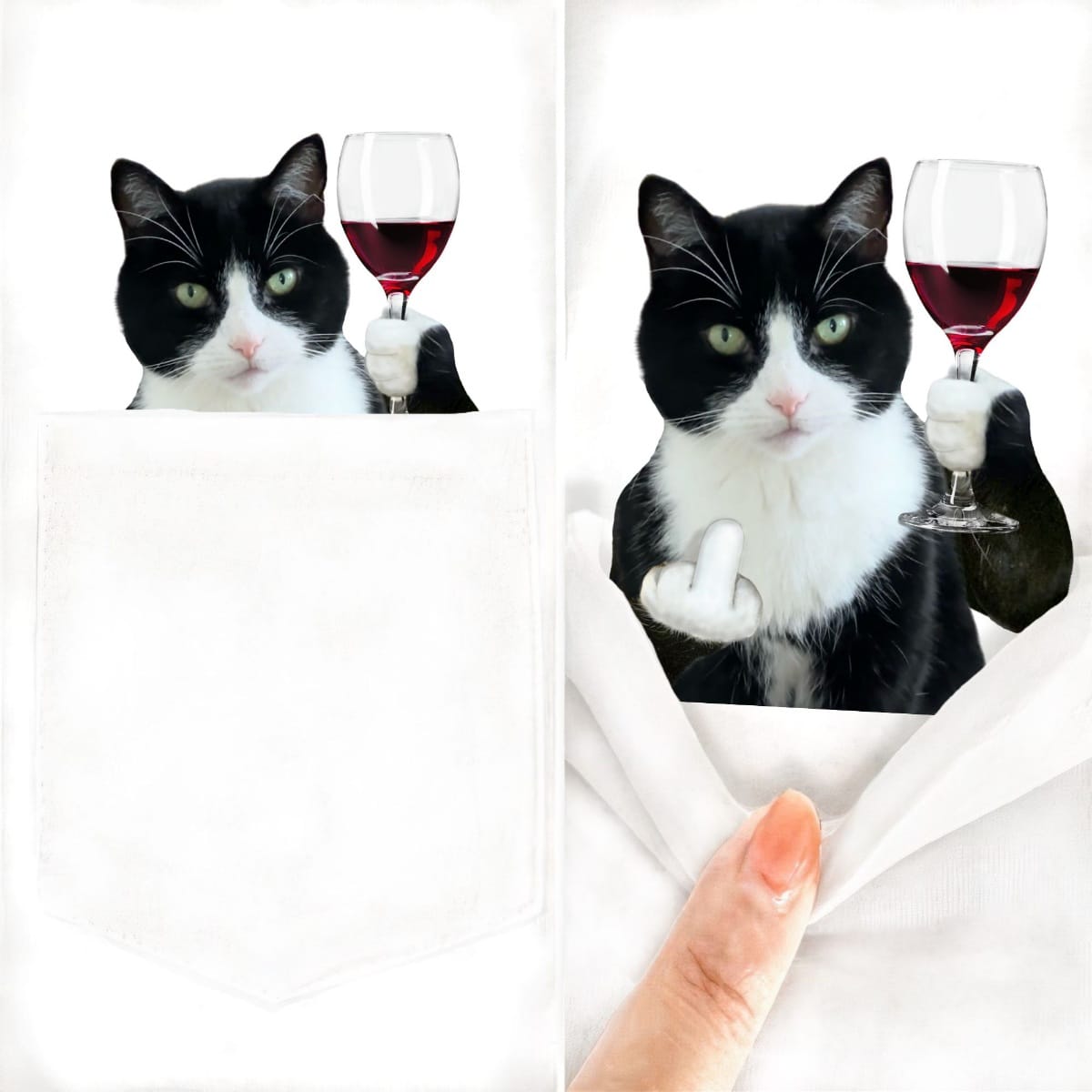 Sylvester Cat Wine White Pocket T-shirt