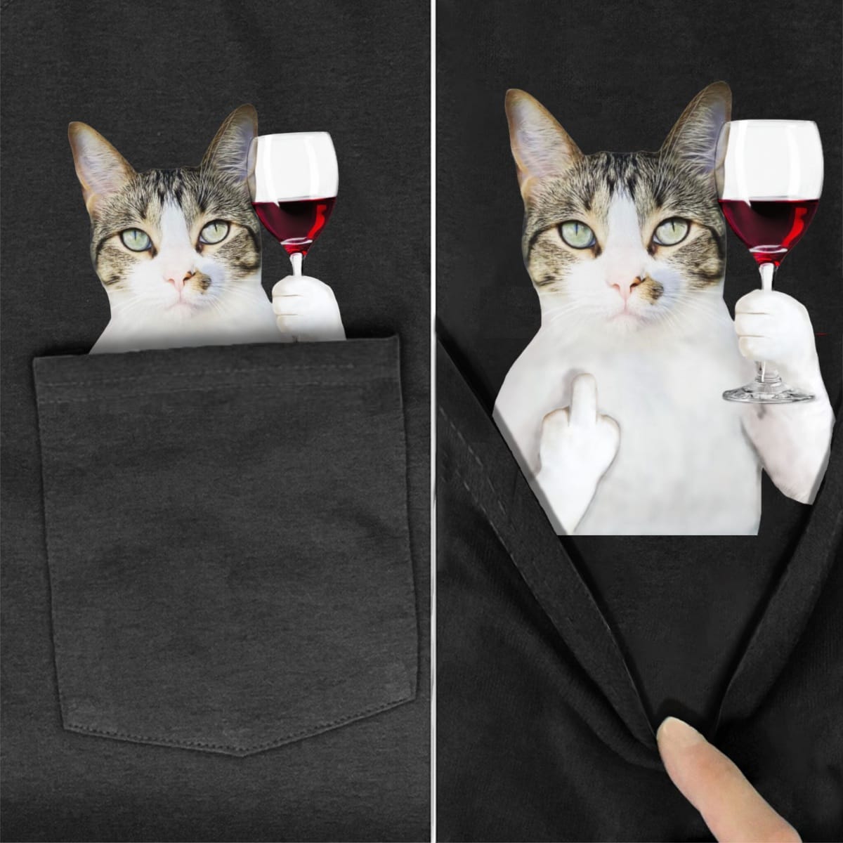 Aegean Cat Wine Pocket T-shirt