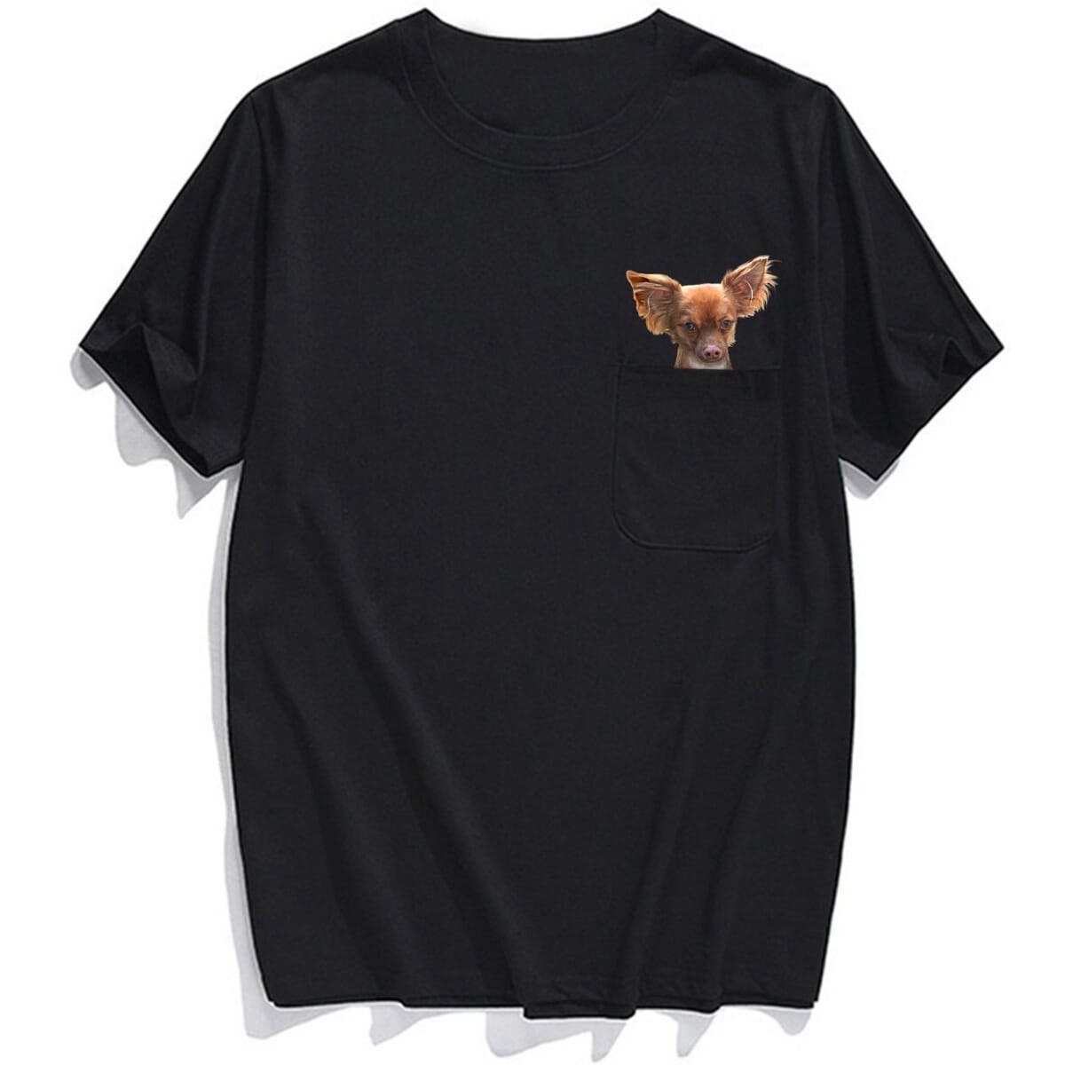 Chihuahua Dog Flipping Off Pocket T-shirt