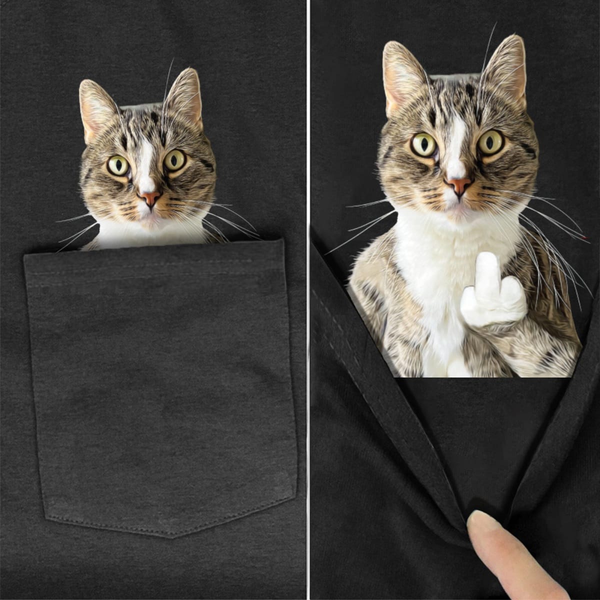 Super Kitty Cats King Bengal Cat Pocket T-Shirt US/EU Size / M