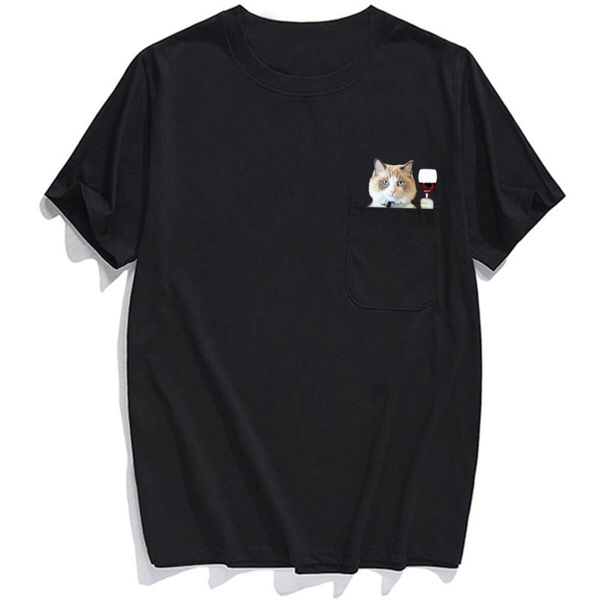 Ragdoll Cat Wine Pocket T-shirt