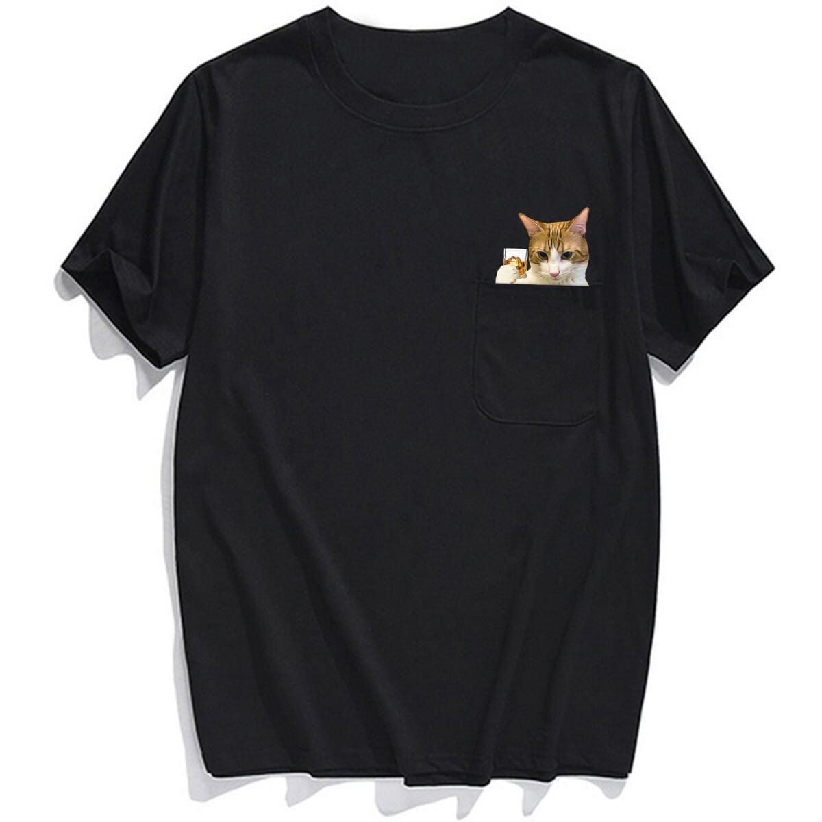Ginger & White Cat Whiskey Pocket T-Shirt