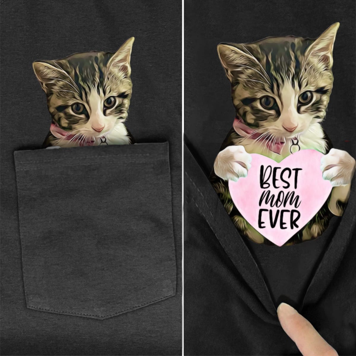 Kitty Best Mom Ever Pocket T-Shirt