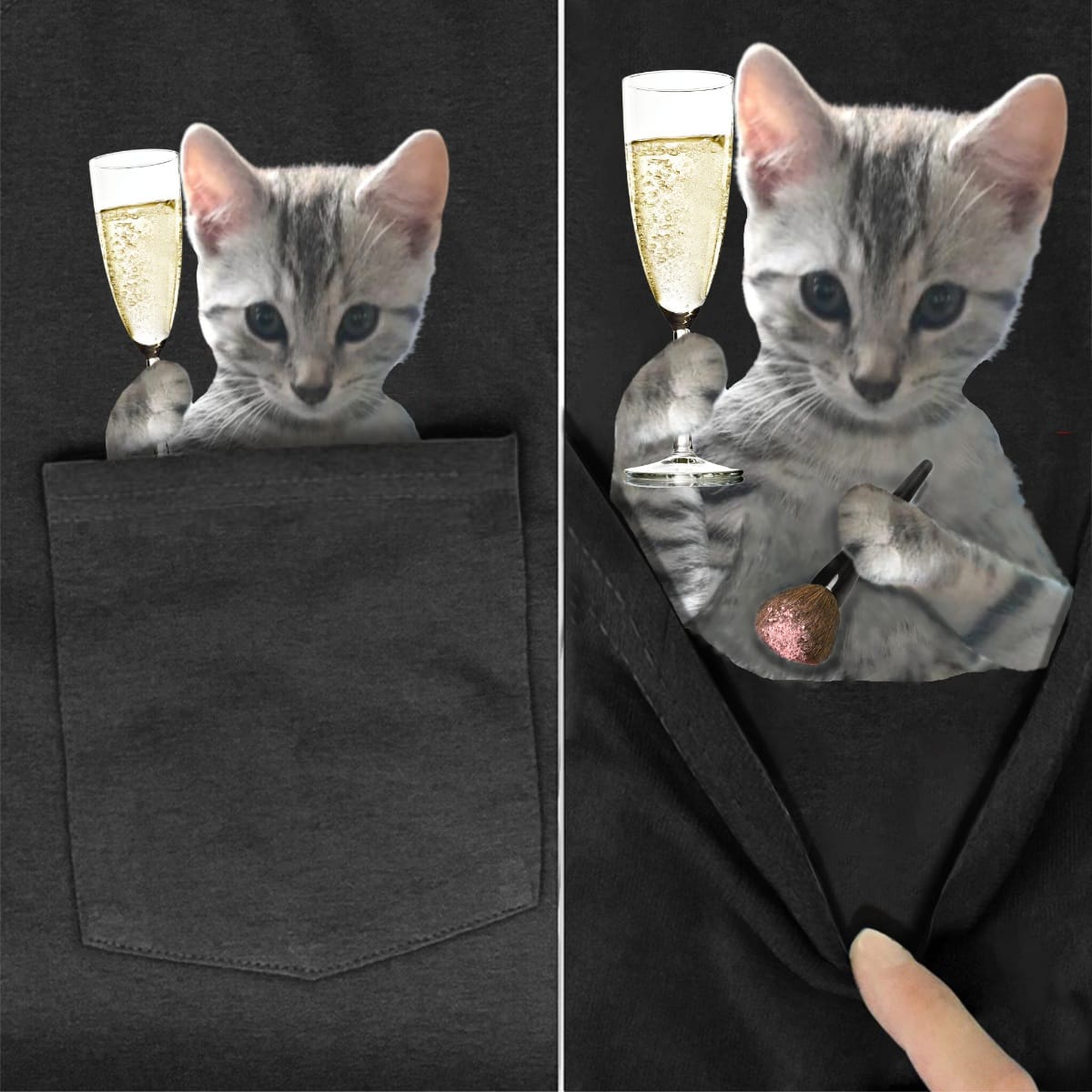Champagne Kitten Make-up Brush Pocket T-shirt