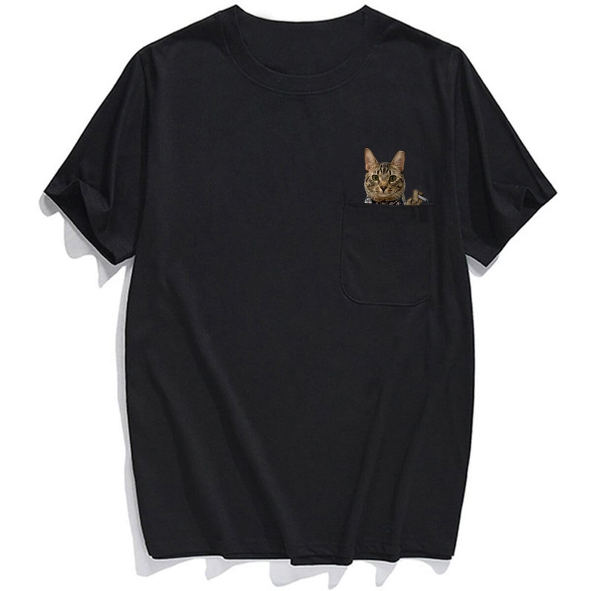 Tabby Cat Smoking Pocket T-Shirt