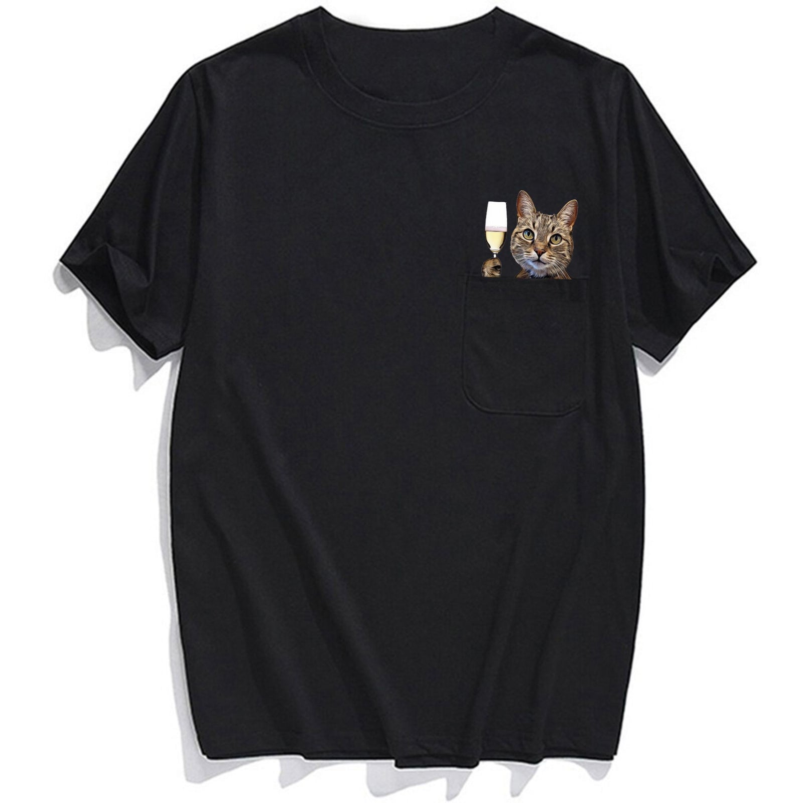 Cat Cheers With Champagne Pocket T-shirt
