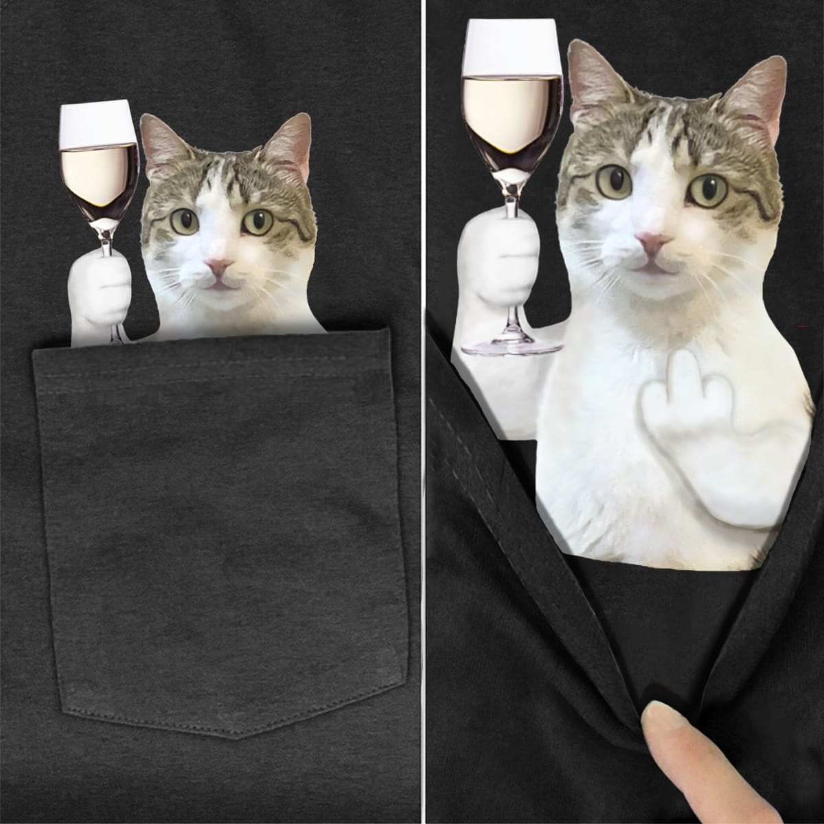 Aegean Cat White Wine Pocket T-shirt