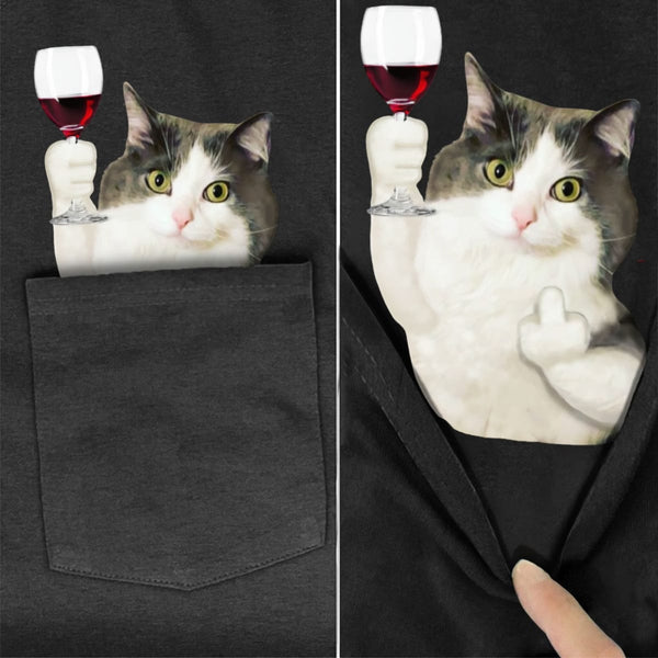 Ragamuffin Red Wine Pocket T-Shirt - Super Kitty Cats