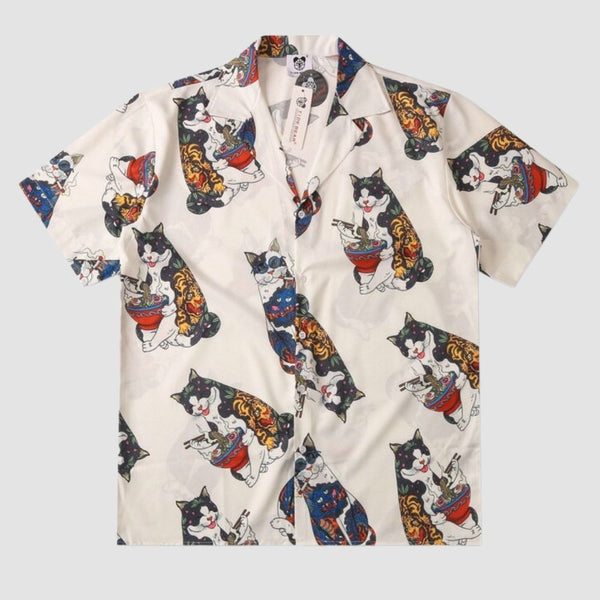 Japanese Cat Hawaiian Shirt - Super Kitty Cats