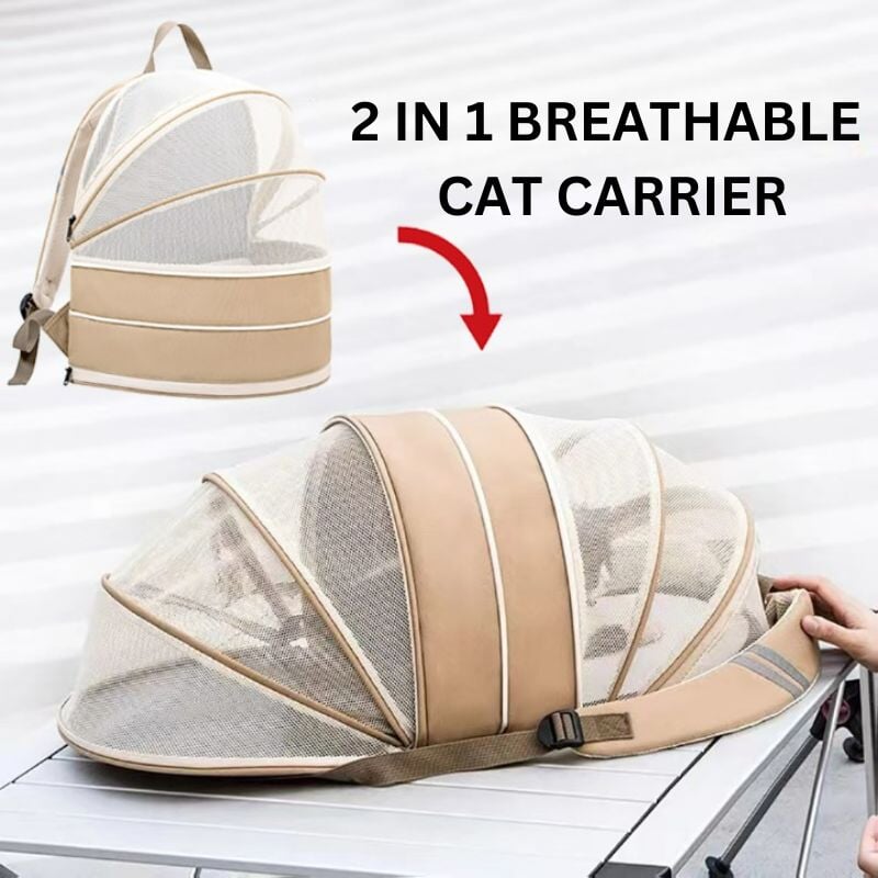 2 in 1 Breathable Cat Carrier - Super Kitty Cats - 1005004281953330-Upgrade-Off white-China