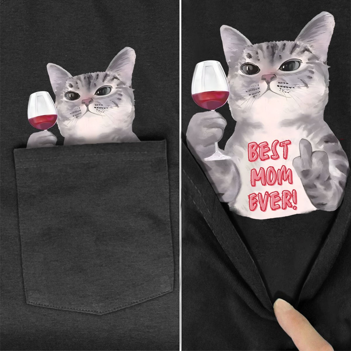 Best Cat Mom Ever Pocket T-shirt