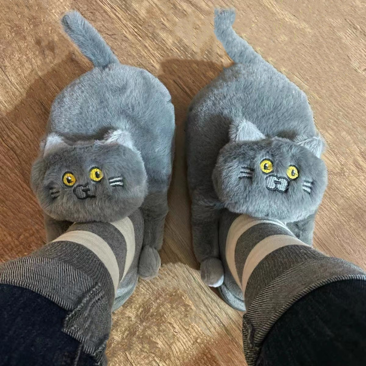 Cuddly Hug Furry Cat Slippers