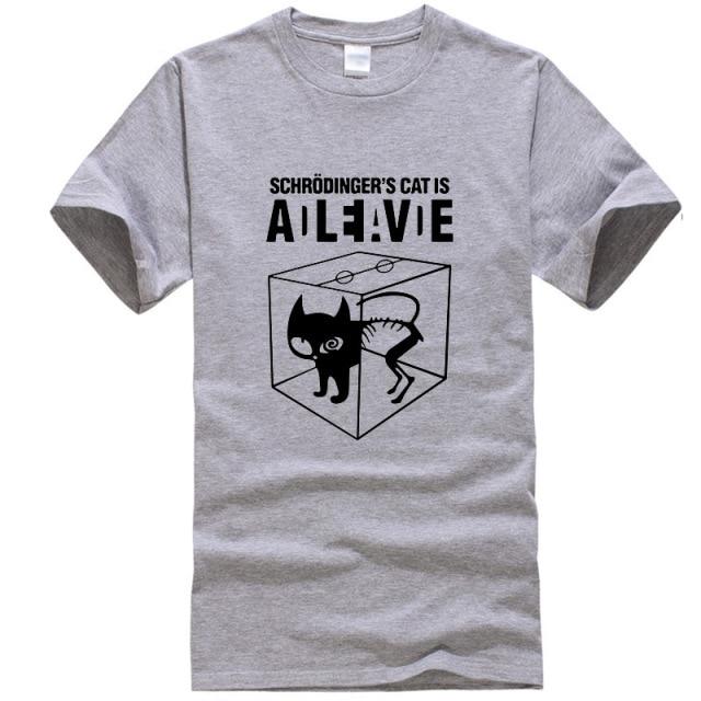 Alive Dead Schrodinger's Cat T-shirt - Super Kitty Cats - 20813695-gray-1-s