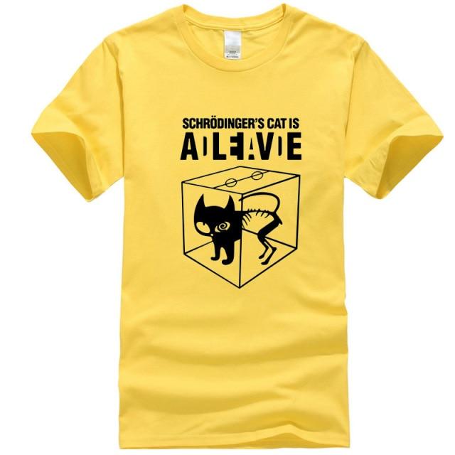 Alive Dead Schrodinger's Cat T-shirt - Super Kitty Cats - 20813695-yellow-1-s