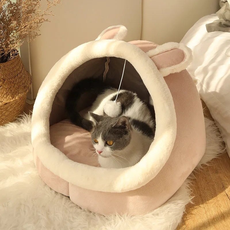 Animal Shape Cat Bed - Super Kitty Cats - 1005002185574650-S (31X30X28cm)-Pink Rabbit