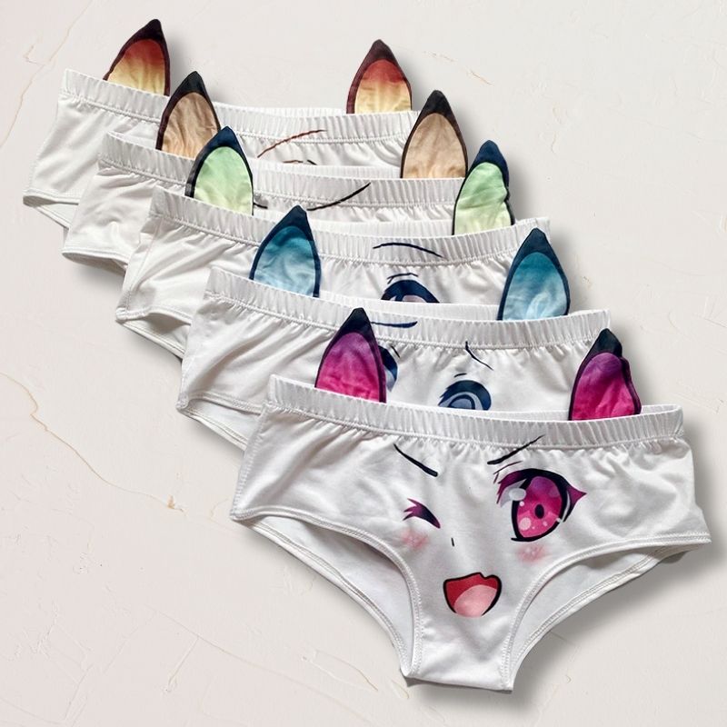 Kawaii Cute Cartoon Cat Kitten Kitty 95% Cotton Panty Women's Underwear Size  S-M