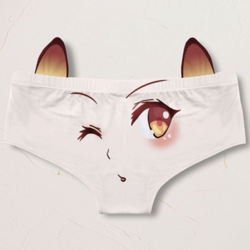 Cute Kitty Custom Text Thong - Basic White Thong Underwear