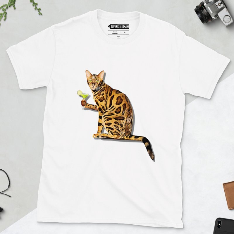 Bengal Cat Cocktail Unisex T-Shirt - Super Kitty Cats - 3337013_473
