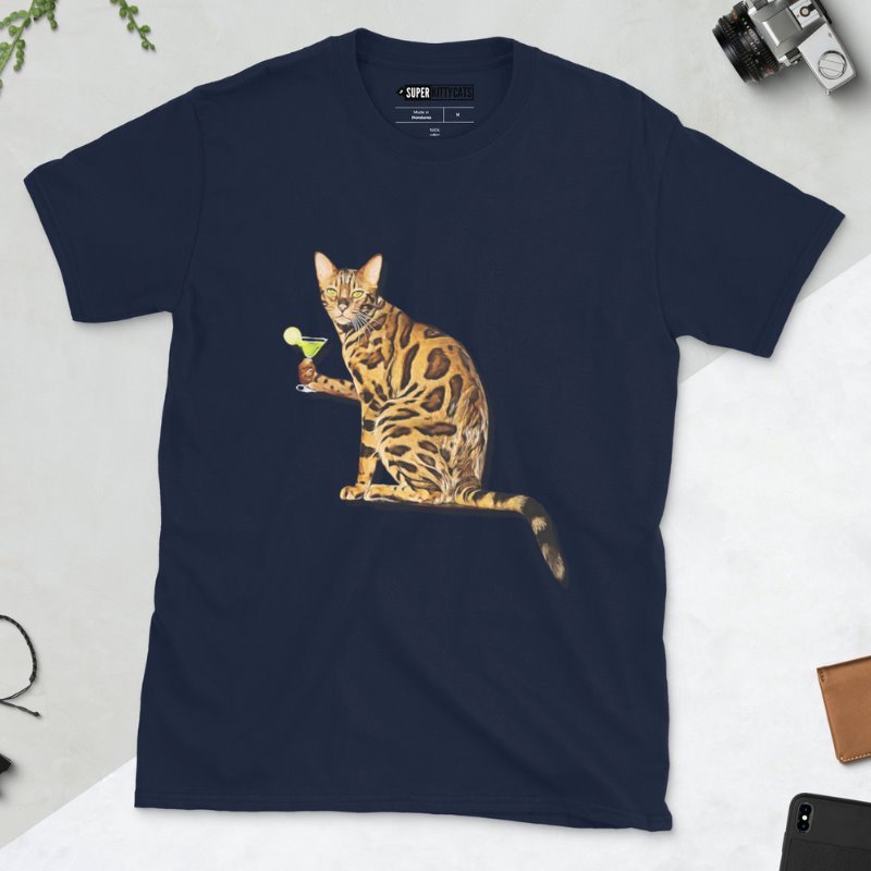 Bengal Cat Cocktail Unisex T-Shirt - Super Kitty Cats - 3337013_496