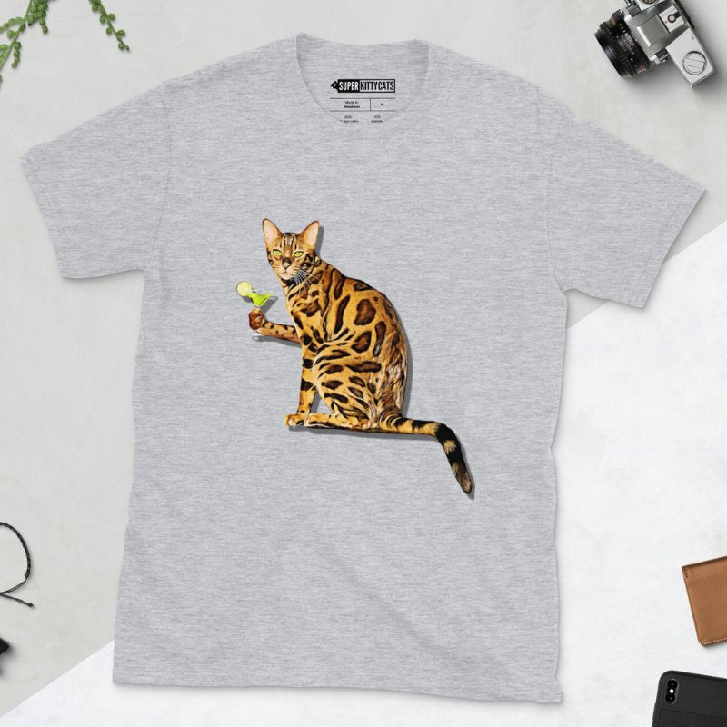 Bengal Cat Cocktail Unisex T-Shirt - Super Kitty Cats - 3337013_503