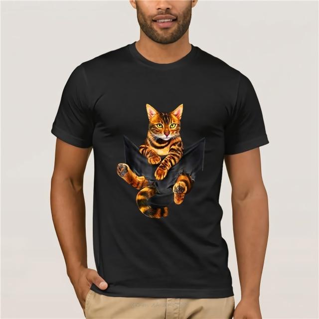 Bengal Cat In The Pocket T-shirt - Super Kitty Cats - 45919732-black-xxxl