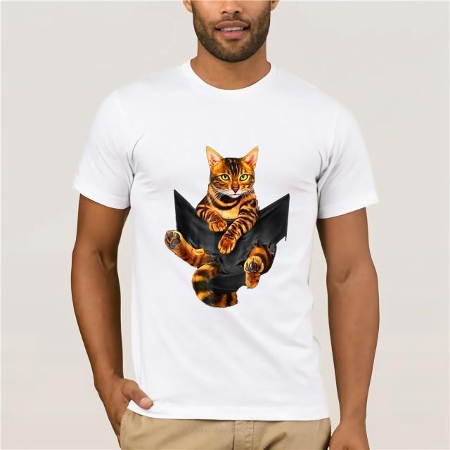 Super Kitty Cats King Bengal Cat Pocket T-Shirt US/EU Size / M